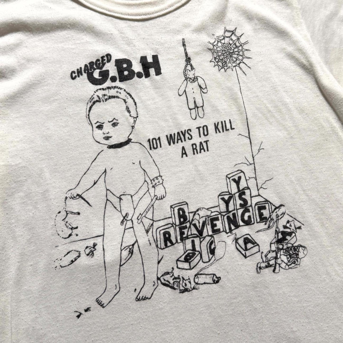 80's Charged GBH 101 Ways to Kill A Rat Ringer Tee