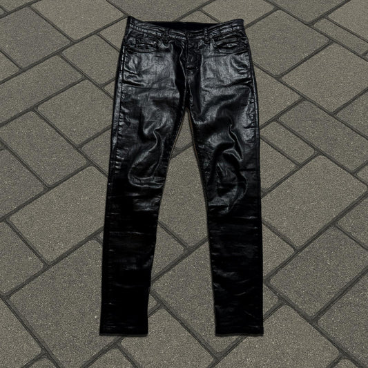 FW15 Rick Owens Black Waxed Detroit Cut Denim