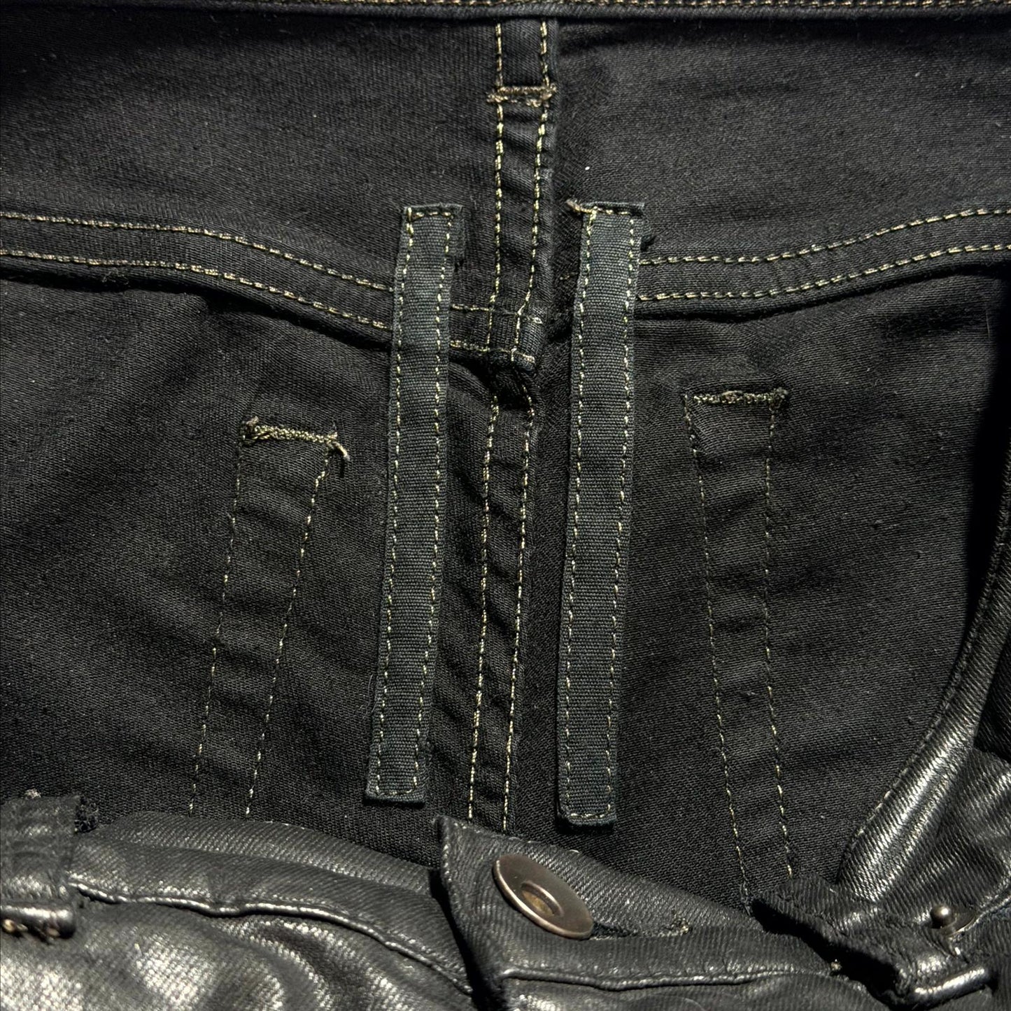 FW15 Rick Owens Black Waxed Detroit Cut Denim