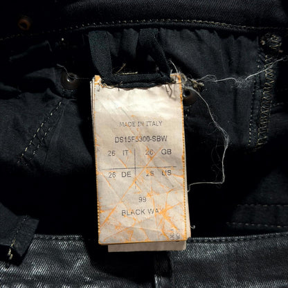 FW15 Rick Owens Black Waxed Detroit Cut Denim