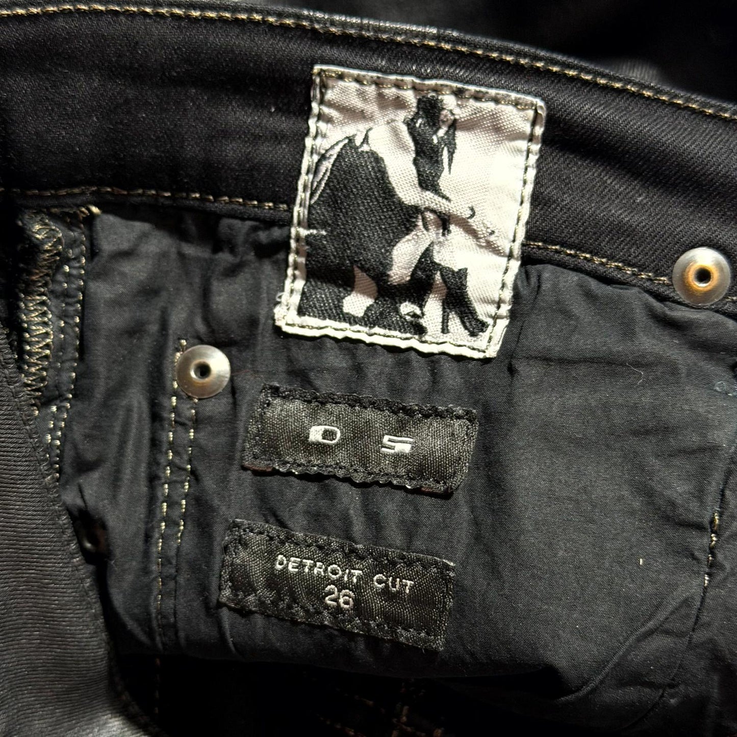 FW15 Rick Owens Black Waxed Detroit Cut Denim