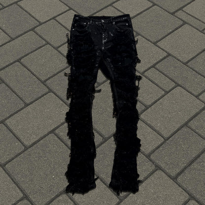 FW22 Rick Owens Waxed Slashed Detroit Cut Denim