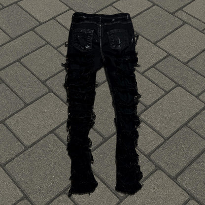 FW22 Rick Owens Waxed Slashed Detroit Cut Denim