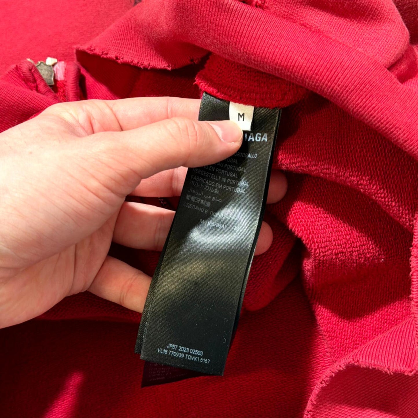 SS24 Balenciaga Red Tattoo Zip Up Hoodie