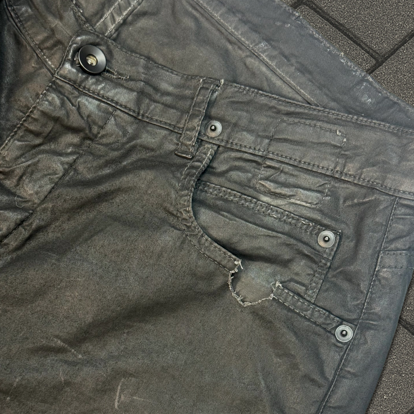 SS14 Rick Owens Waxed Torrence Cut Denim