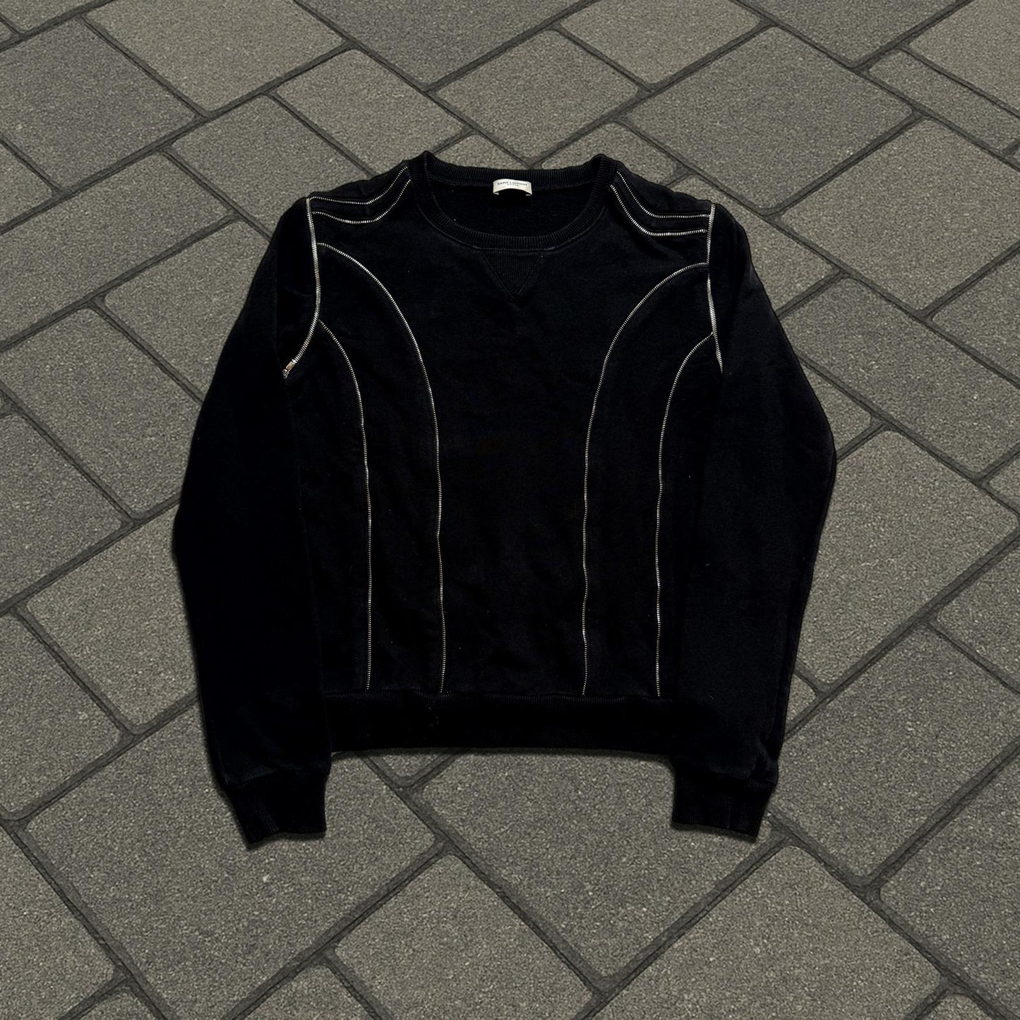 FW15 Saint Laurent Paris Zipper Crewneck