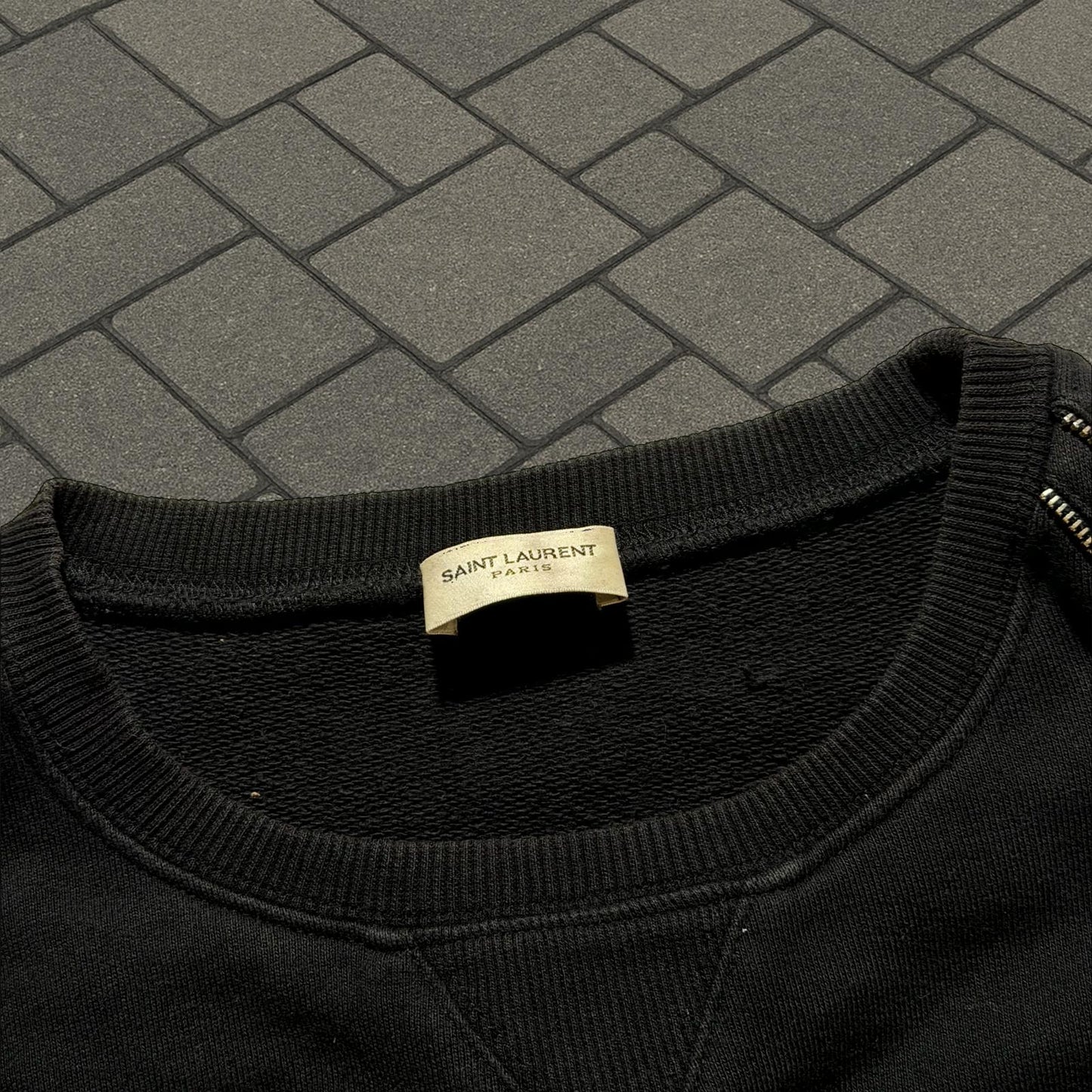 FW15 Saint Laurent Paris Zipper Crewneck
