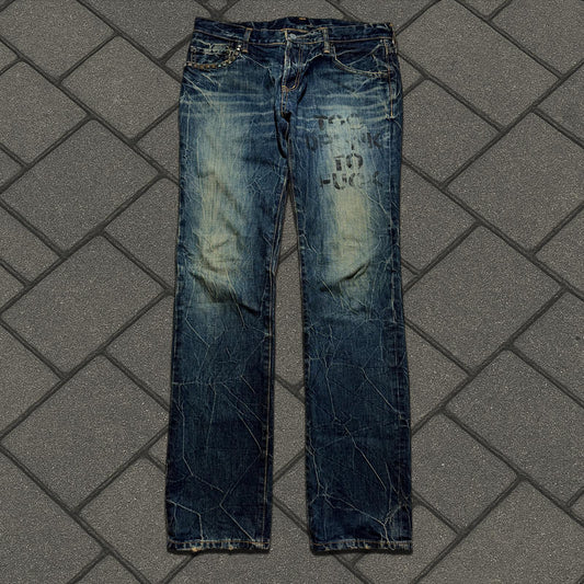 Hysteric Glamour Blue Too Drunk To Fuck Denim