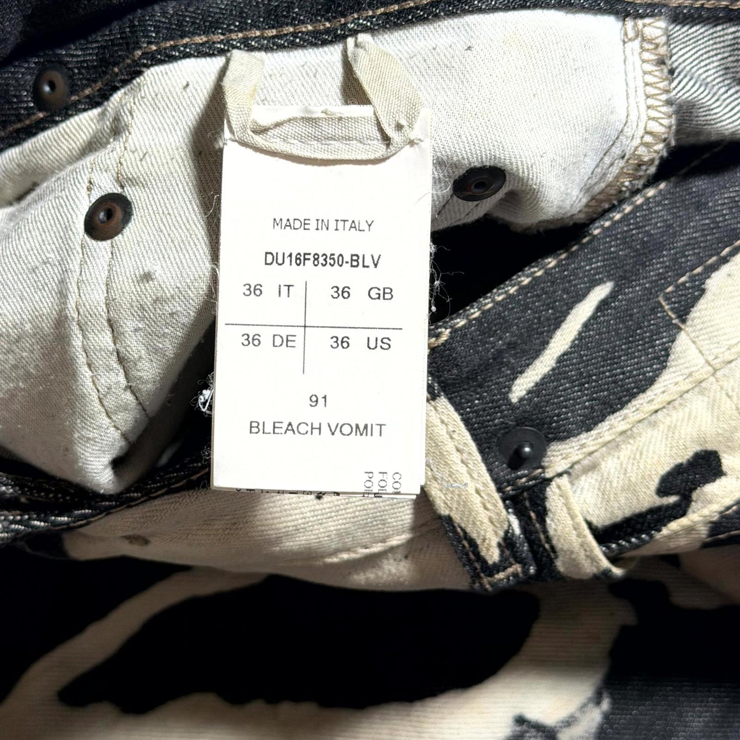 FW16 Rick Owens Bleach Vomit Denim
